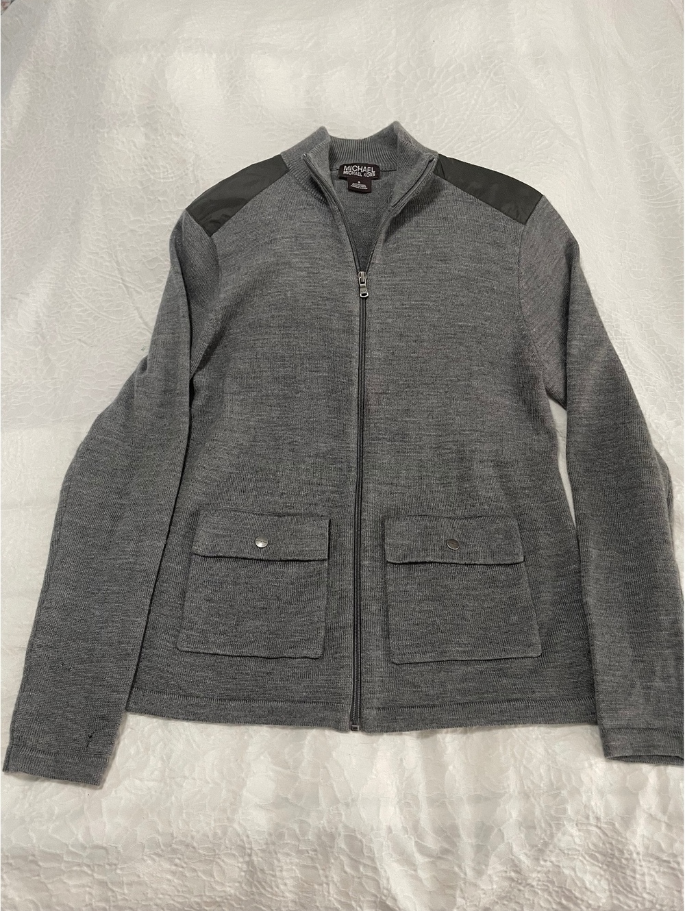 Michael Kors Men’s Grey Zip-Up Sweater Jacket Size S